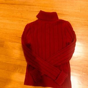 Red Cable Turtle Neck Sweater